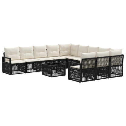 Set Divano da Giardino 12 pcs Nero polyrattan | homemem39