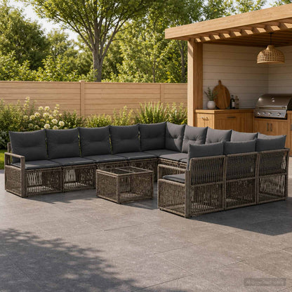 Set Divano da Giardino 12 pcs Grigio polyrattan | homemem39