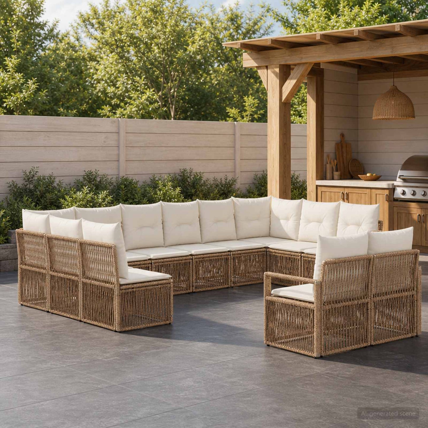 Set Divano da Giardino 12 pcs Beige polyrattan | homemem39