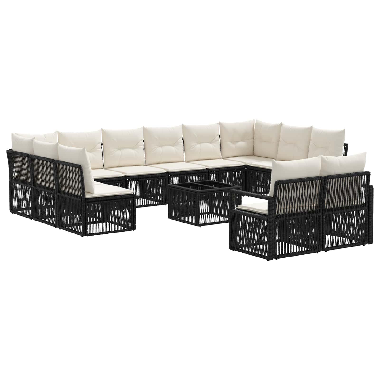 Set Divano da Giardino 13 pcs Nero polyrattan | homemem39