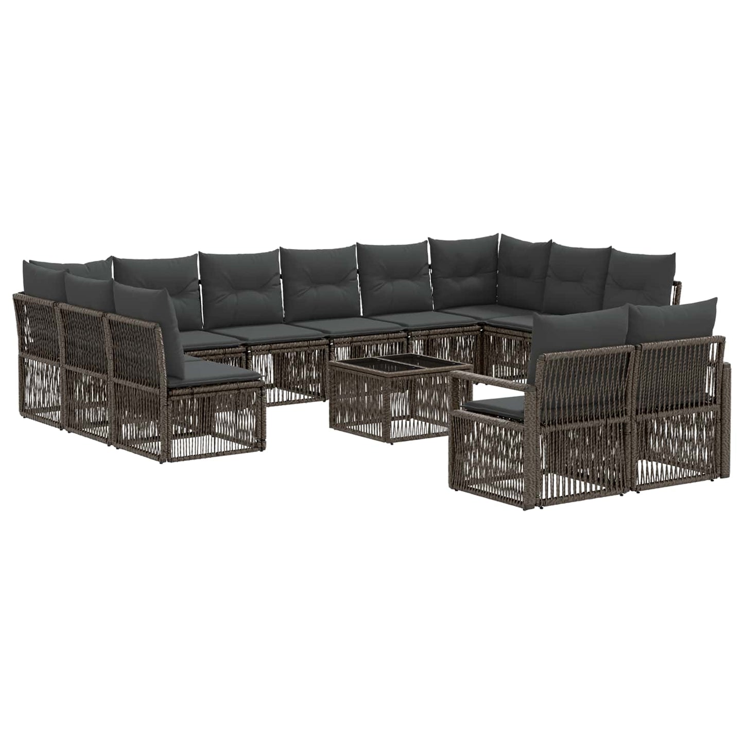 Set Divano da Giardino 13 pcs Grigio polyrattan | homemem39