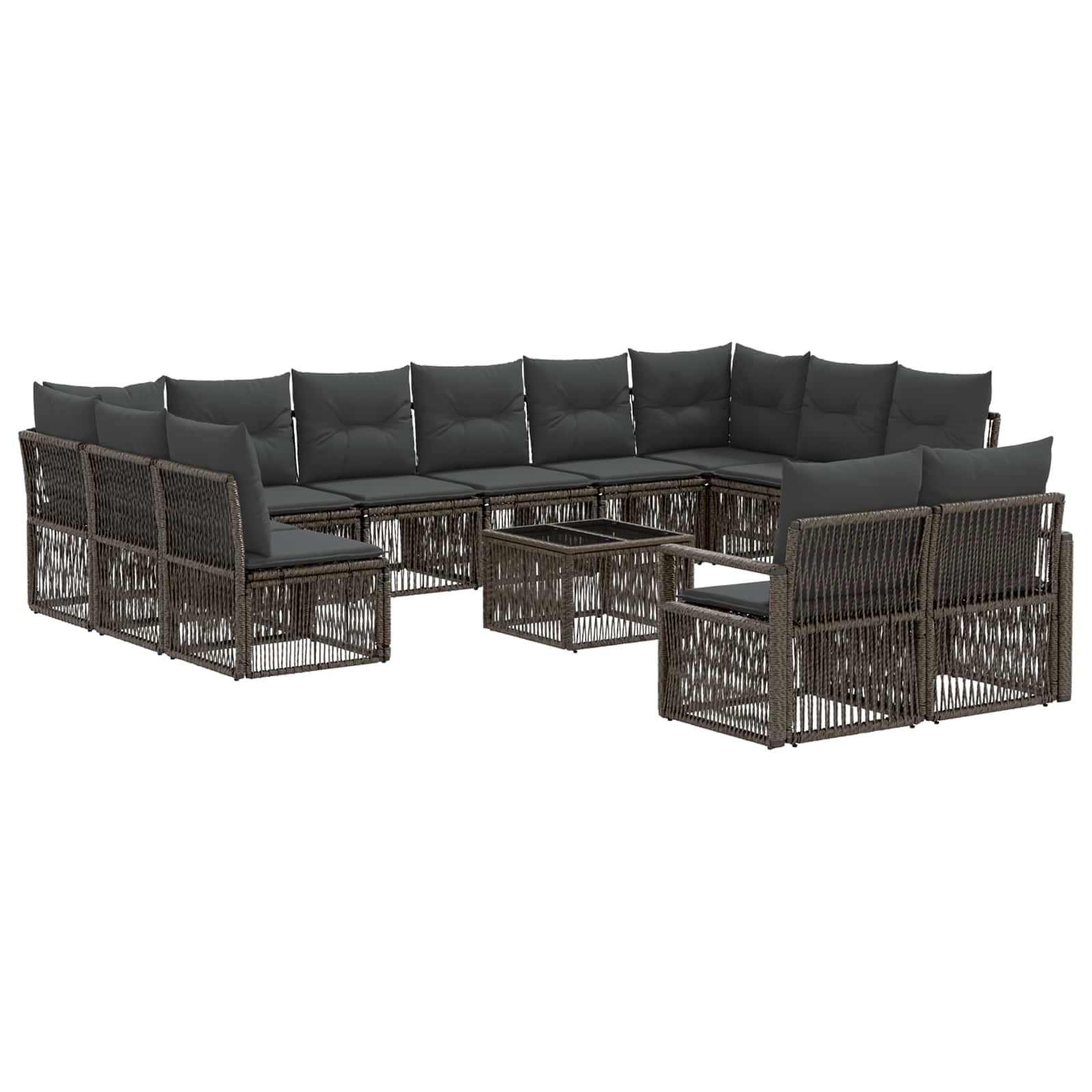 Set Divano da Giardino 13 pcs Grigio polyrattan | homemem39
