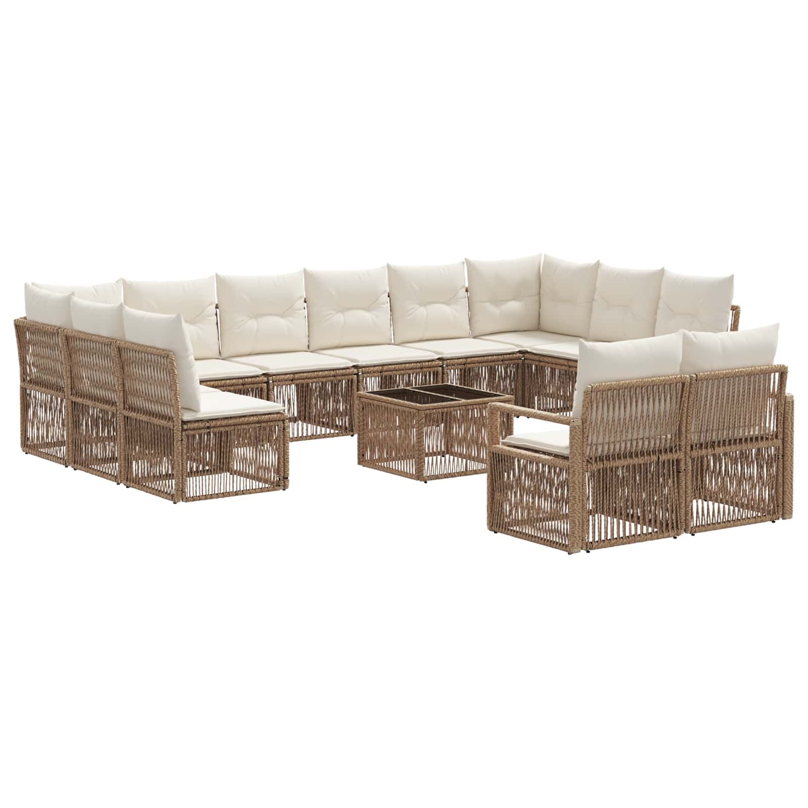 Set Divano da Giardino 13 pcs Beige polyrattan | homemem39