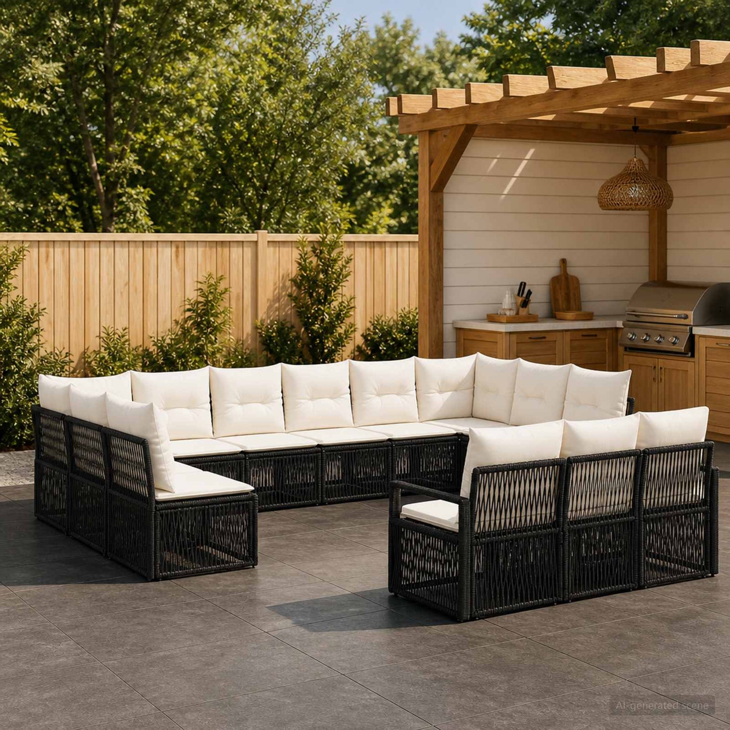 Set Divano da Giardino 13 pz Nero polyrattan | homemem39
