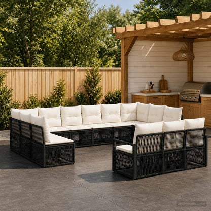 Set Divano da Giardino 13 pz Nero polyrattan | homemem39