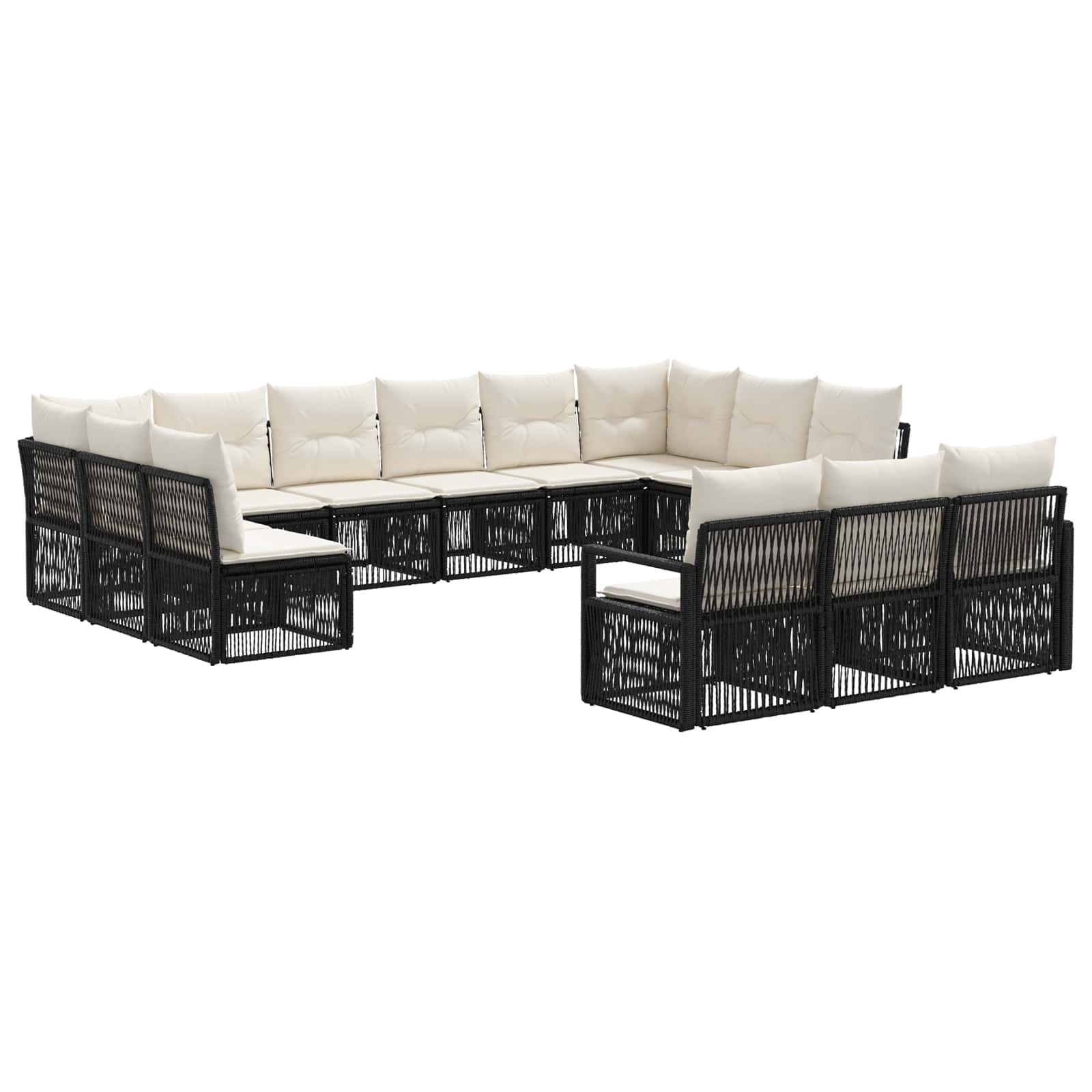 Set Divano da Giardino 13 pcs Nero polyrattan | homemem39