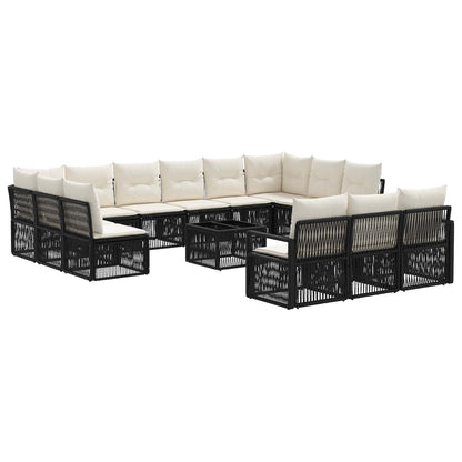 Set Divano da Giardino 14 pcs Nero polyrattan | homemem39