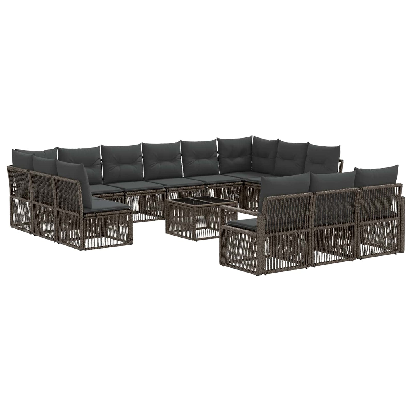 Set Divano da Giardino 14 pcs Grigio polyrattan | homemem39