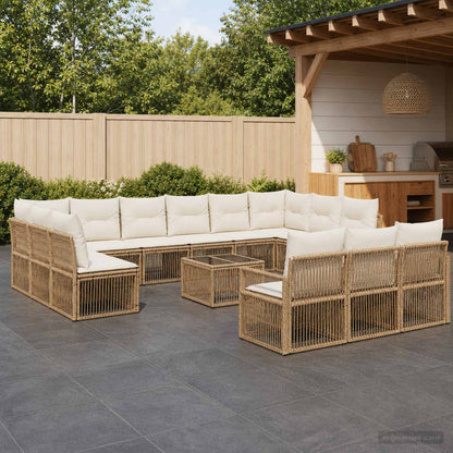 Set Divano da Giardino 14 pcs Beige polyrattan | homemem39