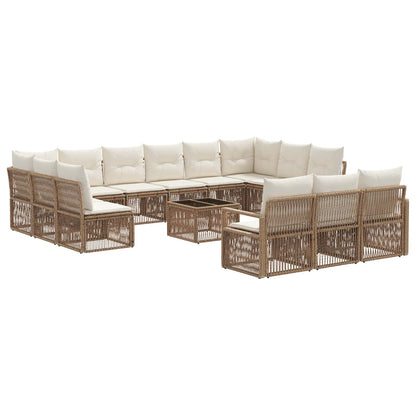 Set Divano da Giardino 14 pcs Beige polyrattan | homemem39