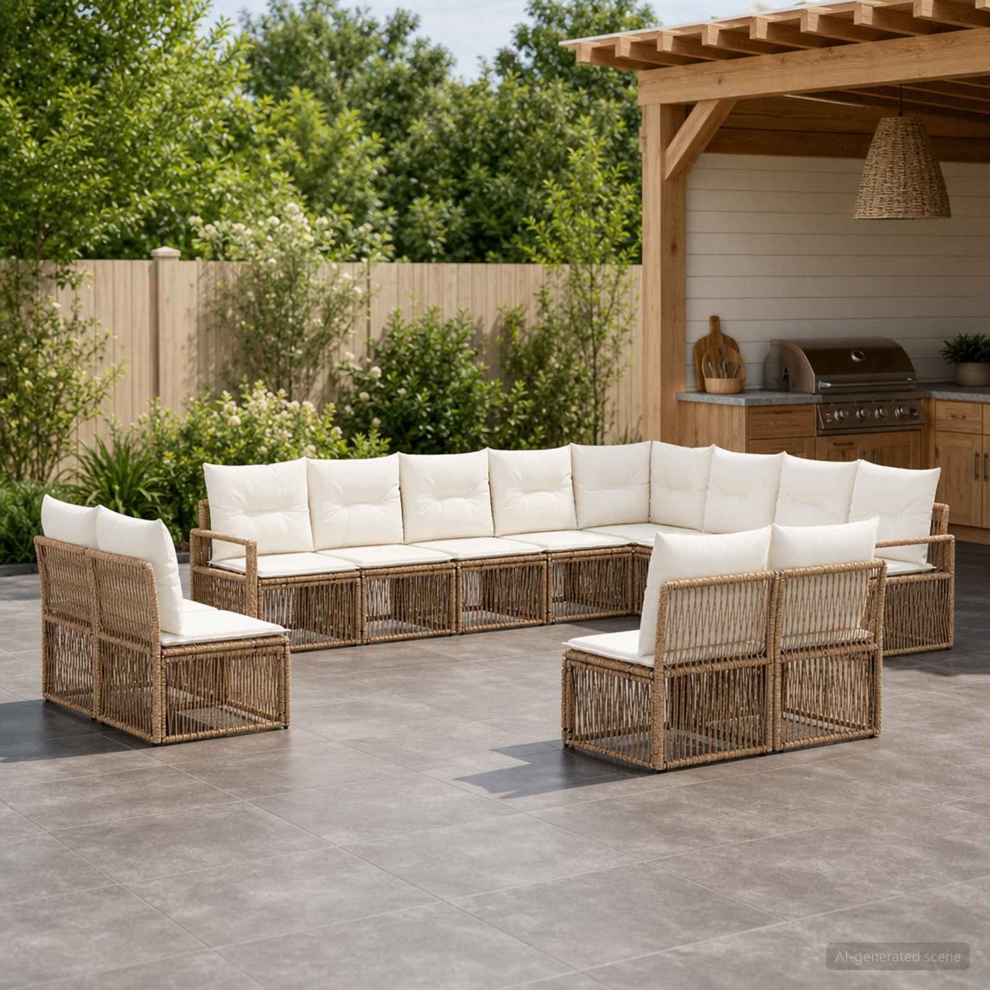 Set Divano da Giardino 12 pcs Beige polyrattan | homemem39
