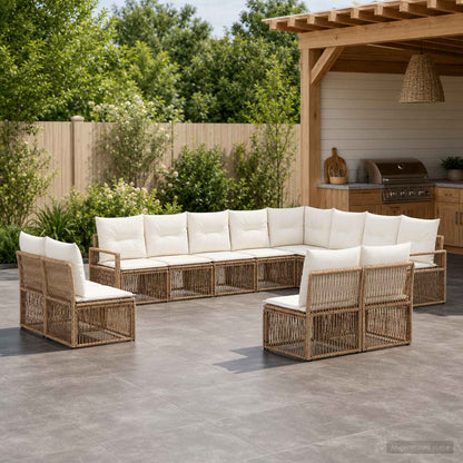 Set Divano da Giardino 12 pcs Beige polyrattan | homemem39