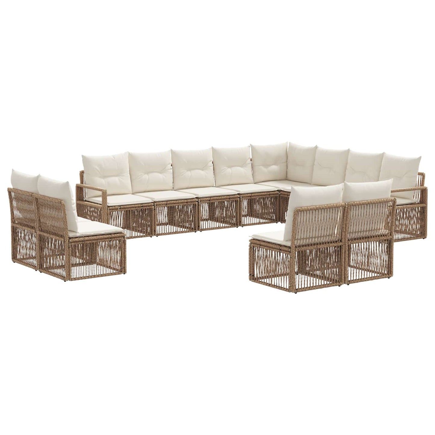 Set Divano da Giardino 12 pcs Beige polyrattan | homemem39