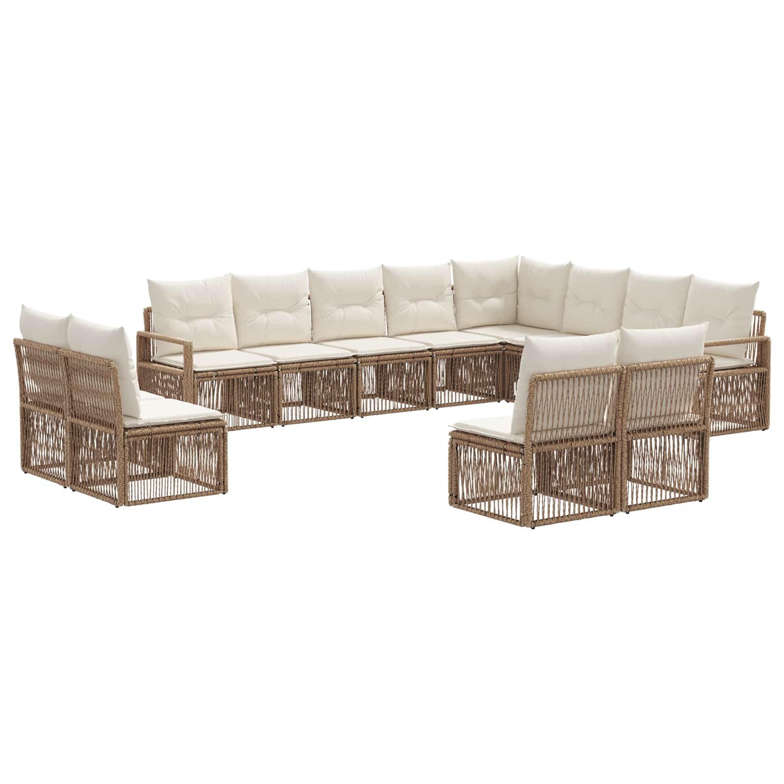 Set Divano da Giardino 12 pcs Beige polyrattan | homemem39