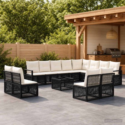 Set Divano da Giardino 13 pcs Nero polyrattan | homemem39