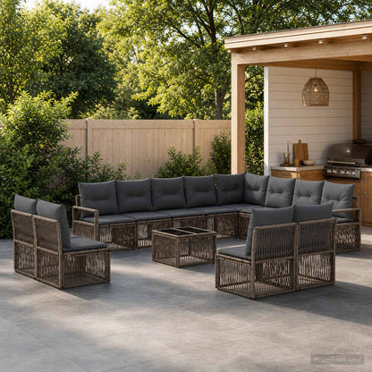 Set Divano da Giardino 13 pcs Grigio polyrattan | homemem39