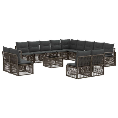 Set Divano da Giardino 14 pcs Grigio polyrattan | homemem39