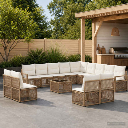 Set Divano da Giardino 14 pcs Beige polyrattan | homemem39