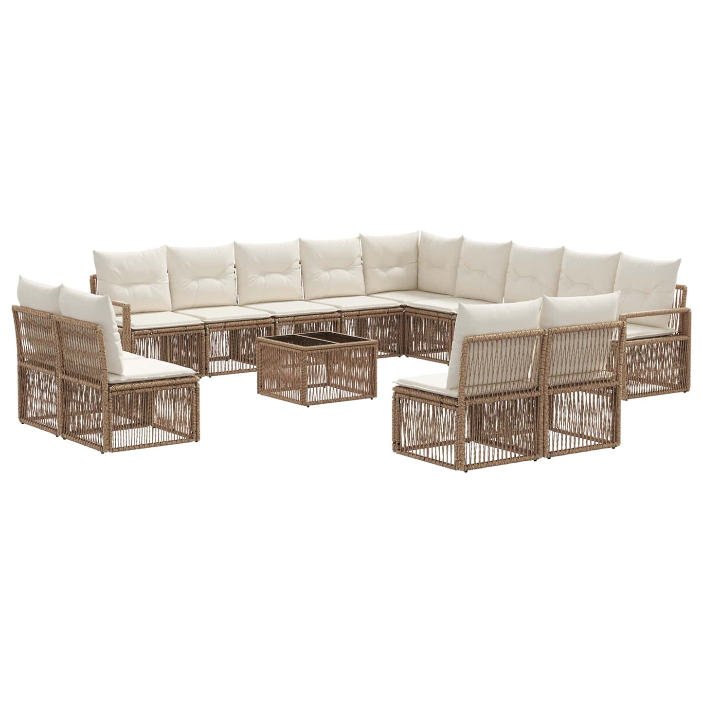 Set Divano da Giardino 14 pcs Beige polyrattan | homemem39