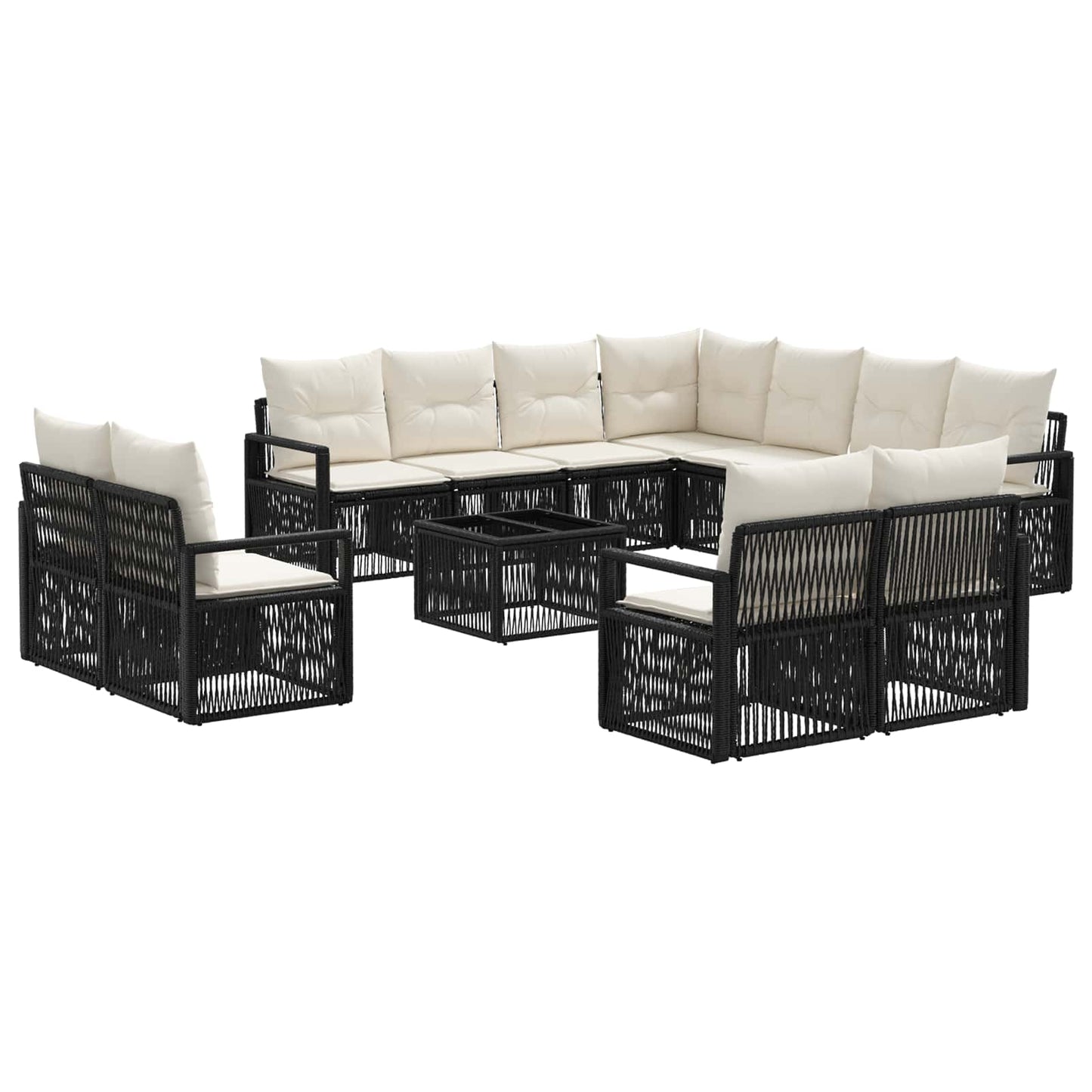 Set Divano da Giardino 12 pcs Nero polyrattan | homemem39
