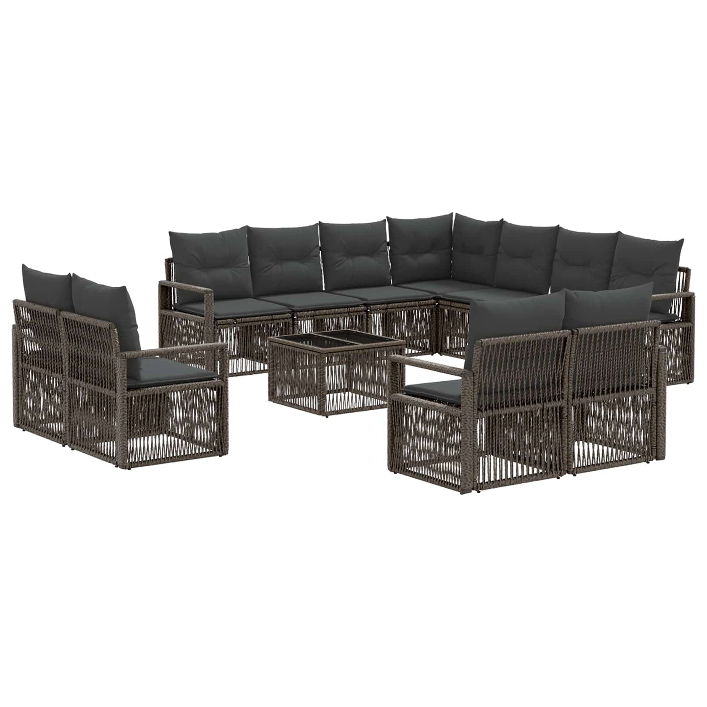 Set Divano da Giardino 12 pcs Grigio polyrattan | homemem39