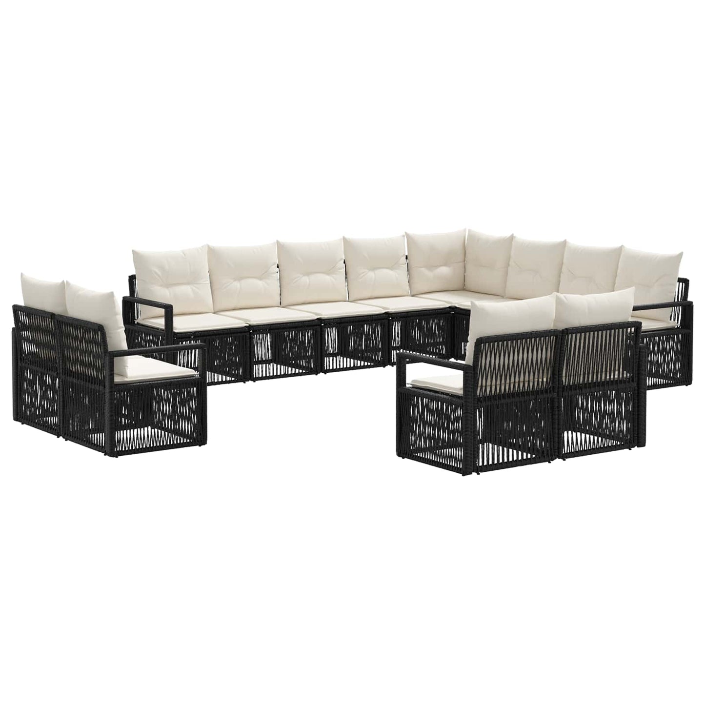 Set Divano da Giardino 12 pcs Nero polyrattan | homemem39