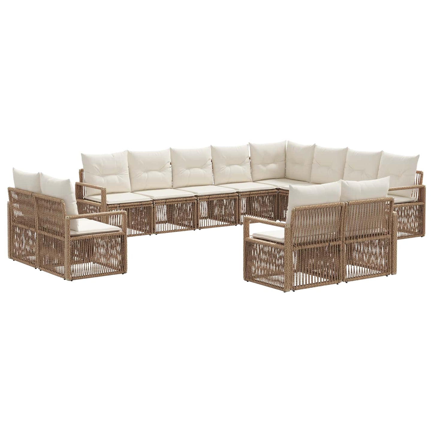 Set Divano da Giardino 12 pcs Beige polyrattan | homemem39