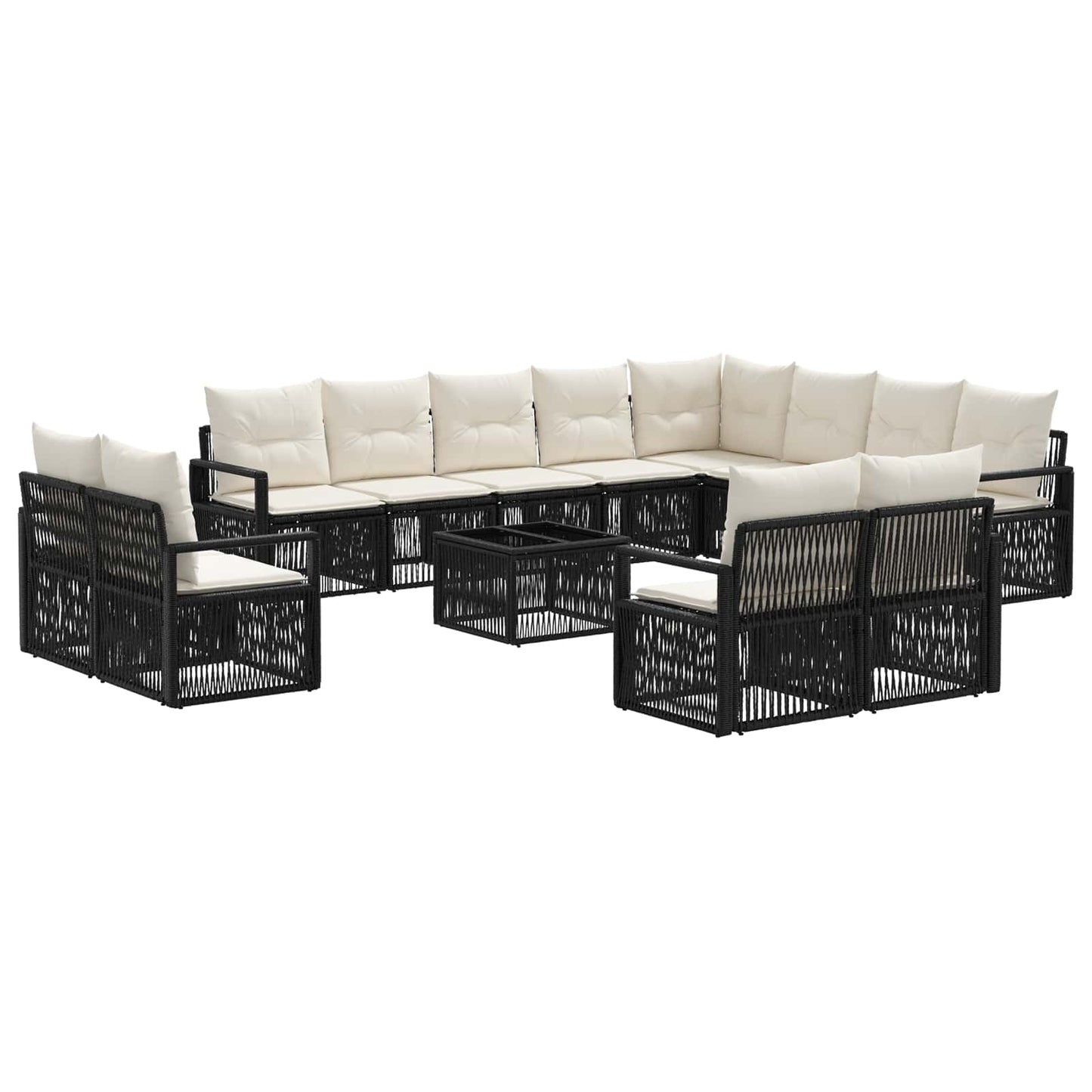 Set Divano da Giardino 13 pcs Nero polyrattan | homemem39