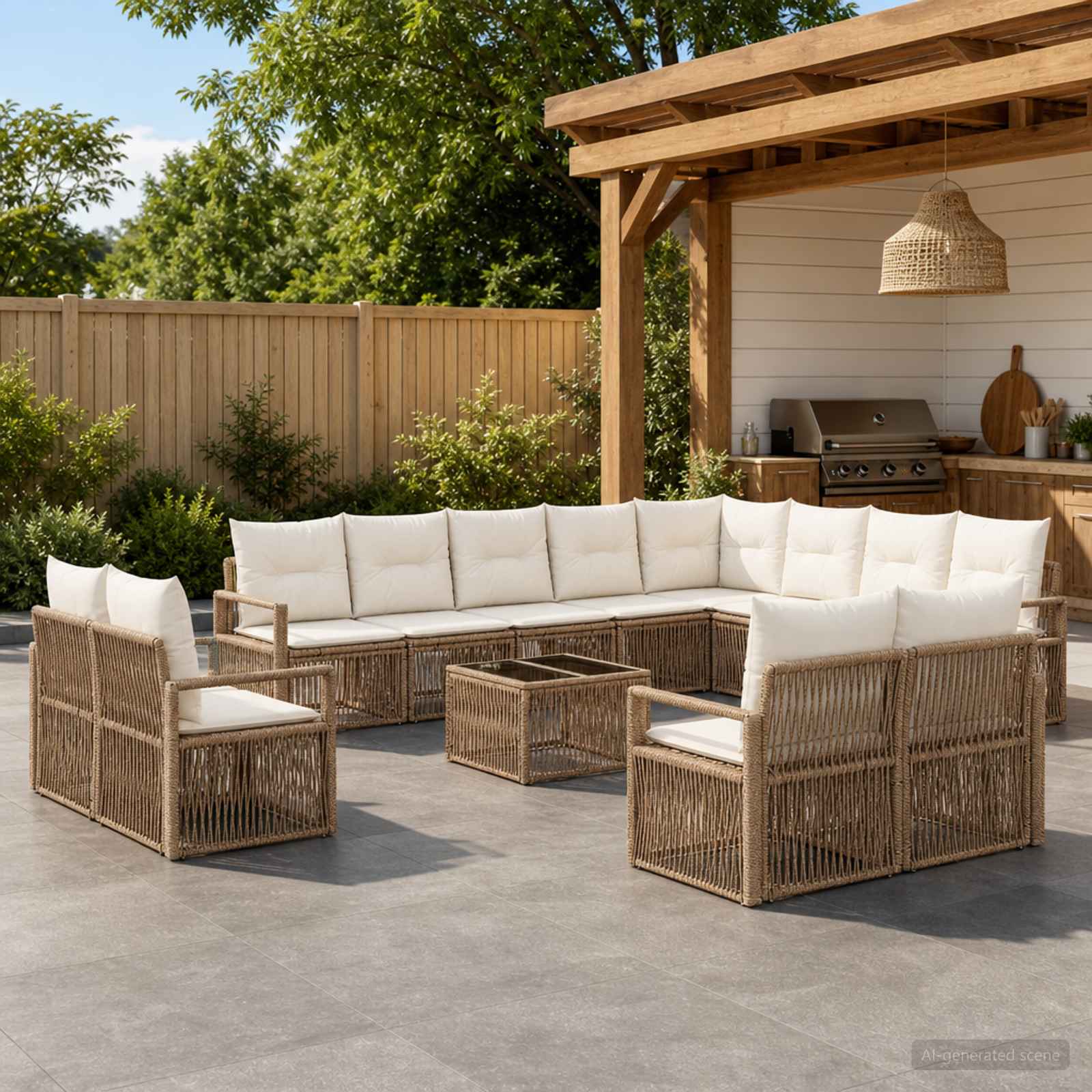 Set Divano da Giardino 13 pcs Beige polyrattan | homemem39