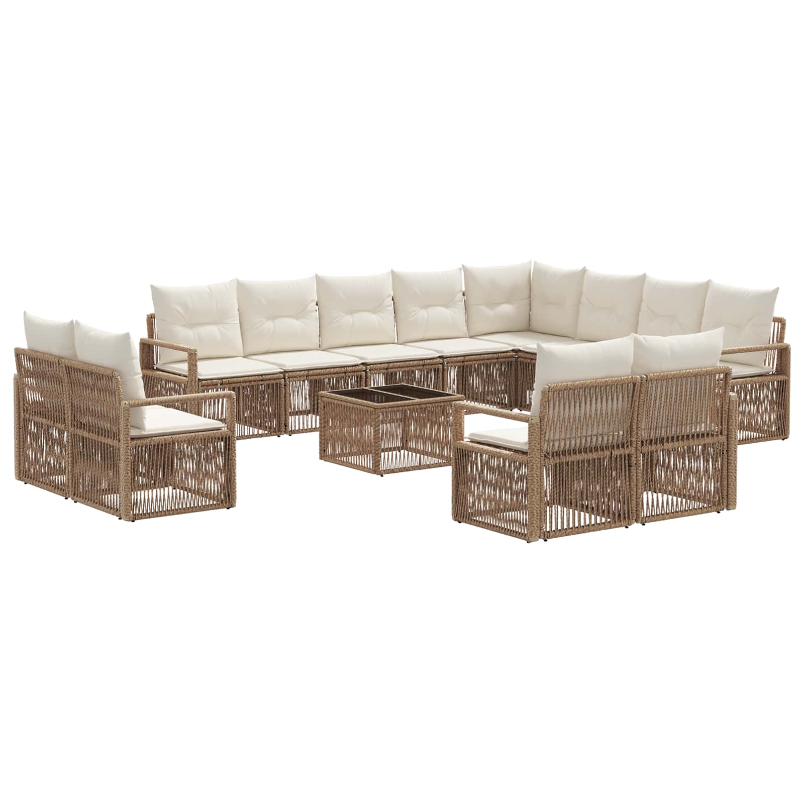 Set Divano da Giardino 13 pcs Beige polyrattan | homemem39