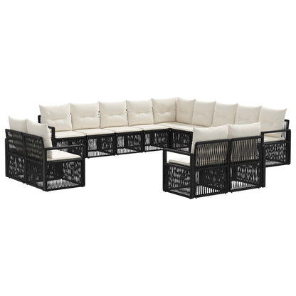 Set Divano da Giardino 13 pcs Nero polyrattan | homemem39