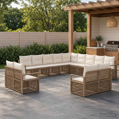 Set Divano da Giardino 13 pcs Beige polyrattan | homemem39