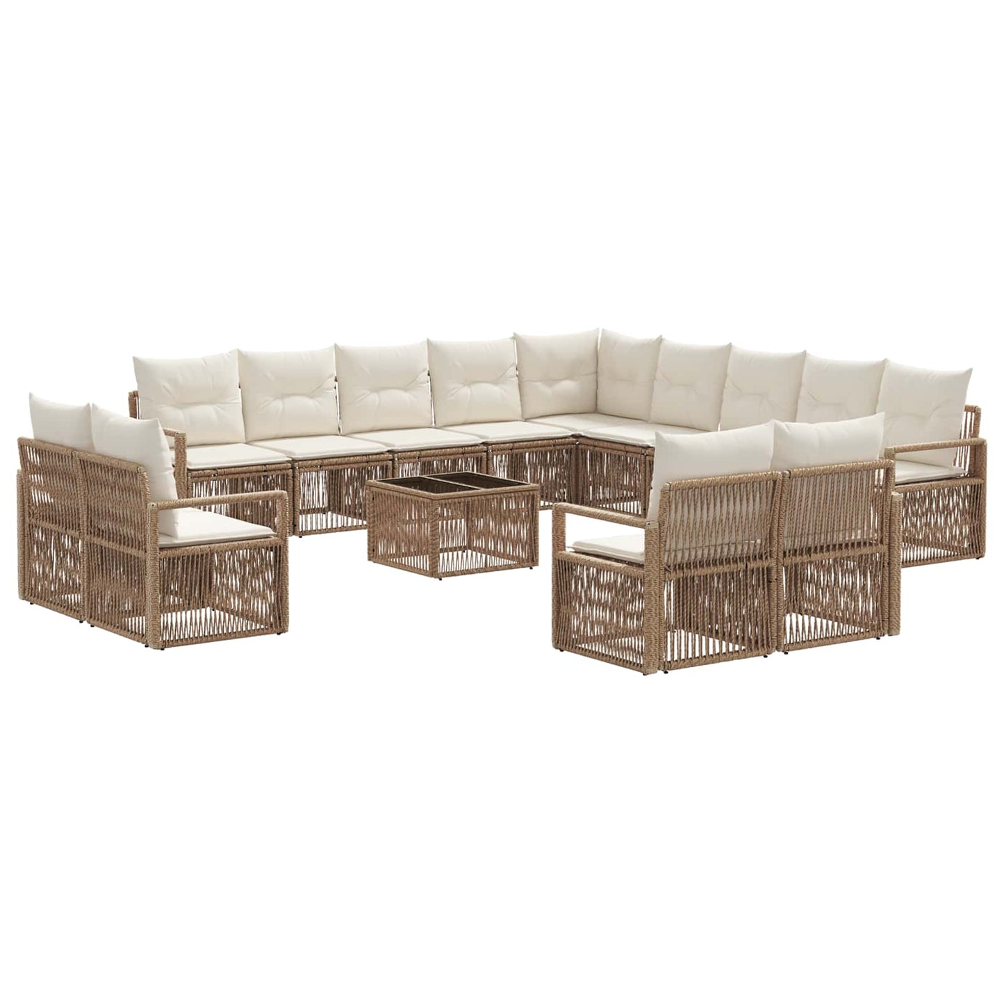 Set Divano da Giardino 14 pcs Beige polyrattan | homemem39