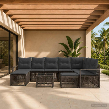 Set Divano da Giardino 10 pcs Grigio polyrattan | homemem39