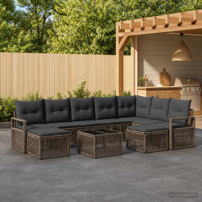 Set Divano da Giardino 10 pcs Grigio polyrattan | homemem39