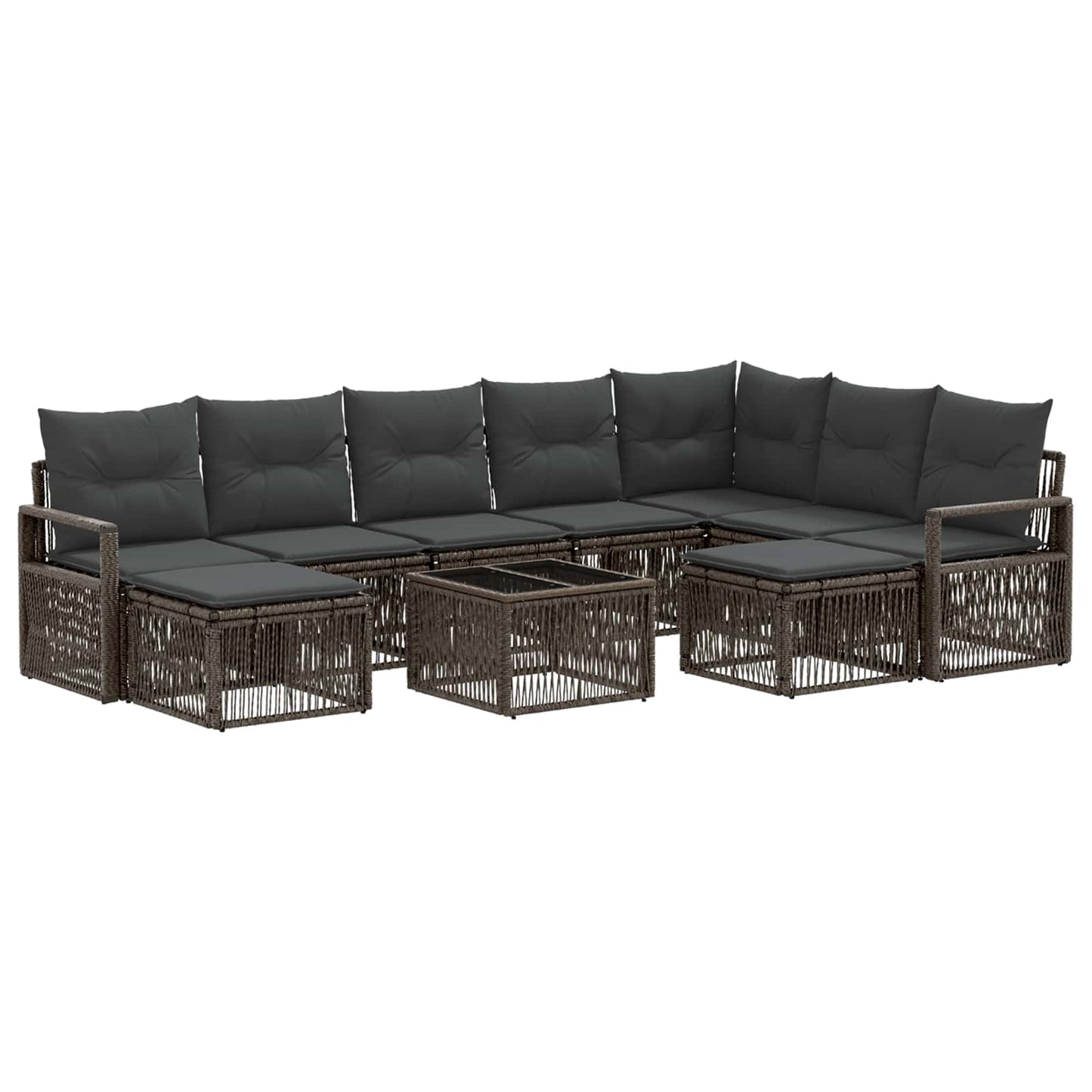 Set Divano da Giardino 10 pcs Grigio polyrattan | homemem39