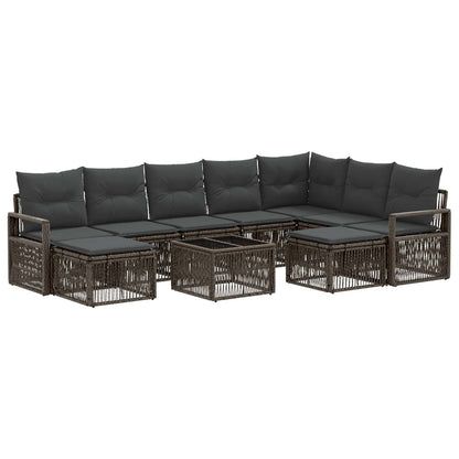 Set Divano da Giardino 10 pcs Grigio polyrattan | homemem39