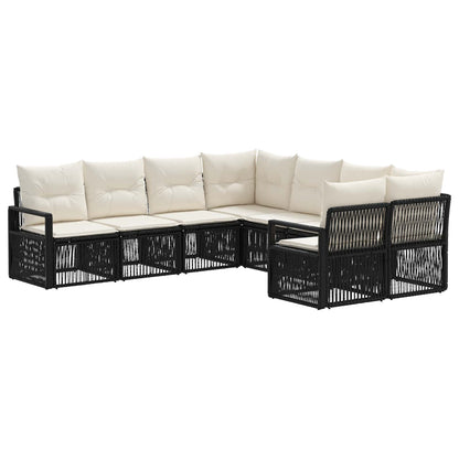 Set Divano da Giardino 8 pz 8-Numero di posti Nero polyrattan | homemem39