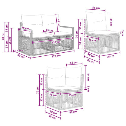 Set Divano da Giardino 8 pz 8-Numero di posti Nero polyrattan | homemem39