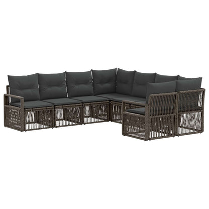 Set Divano da Giardino 8 pz 8-Numero di posti Grigio polyrattan | homemem39