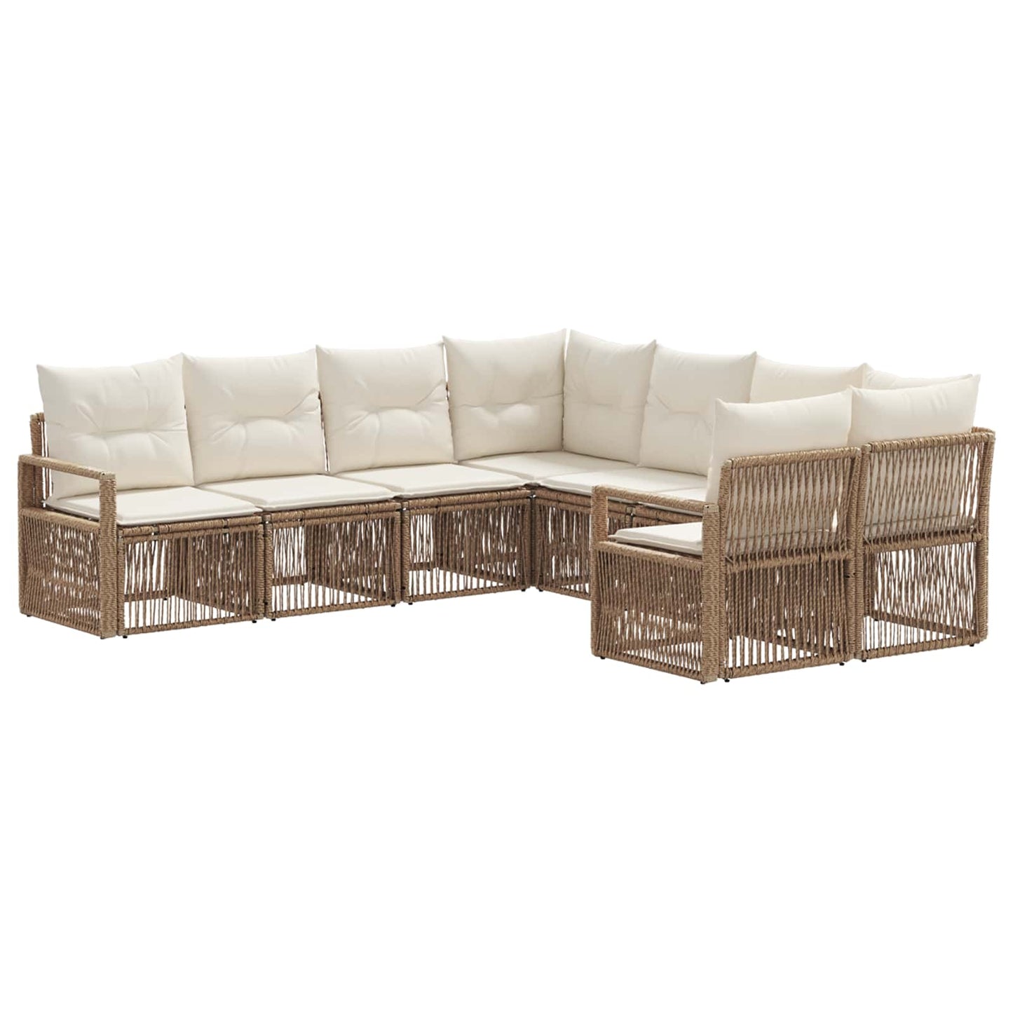 Set Divano da Giardino 8 pz 8-Numero di posti Beige polyrattan | homemem39