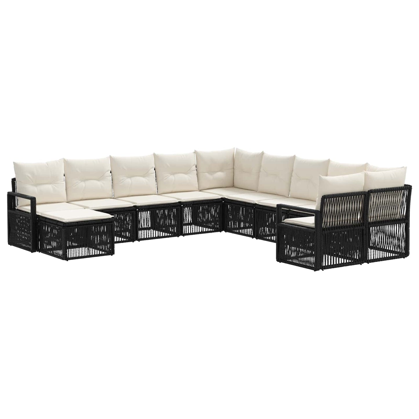Set Divano da Giardino 11 pcs Nero polyrattan | homemem39