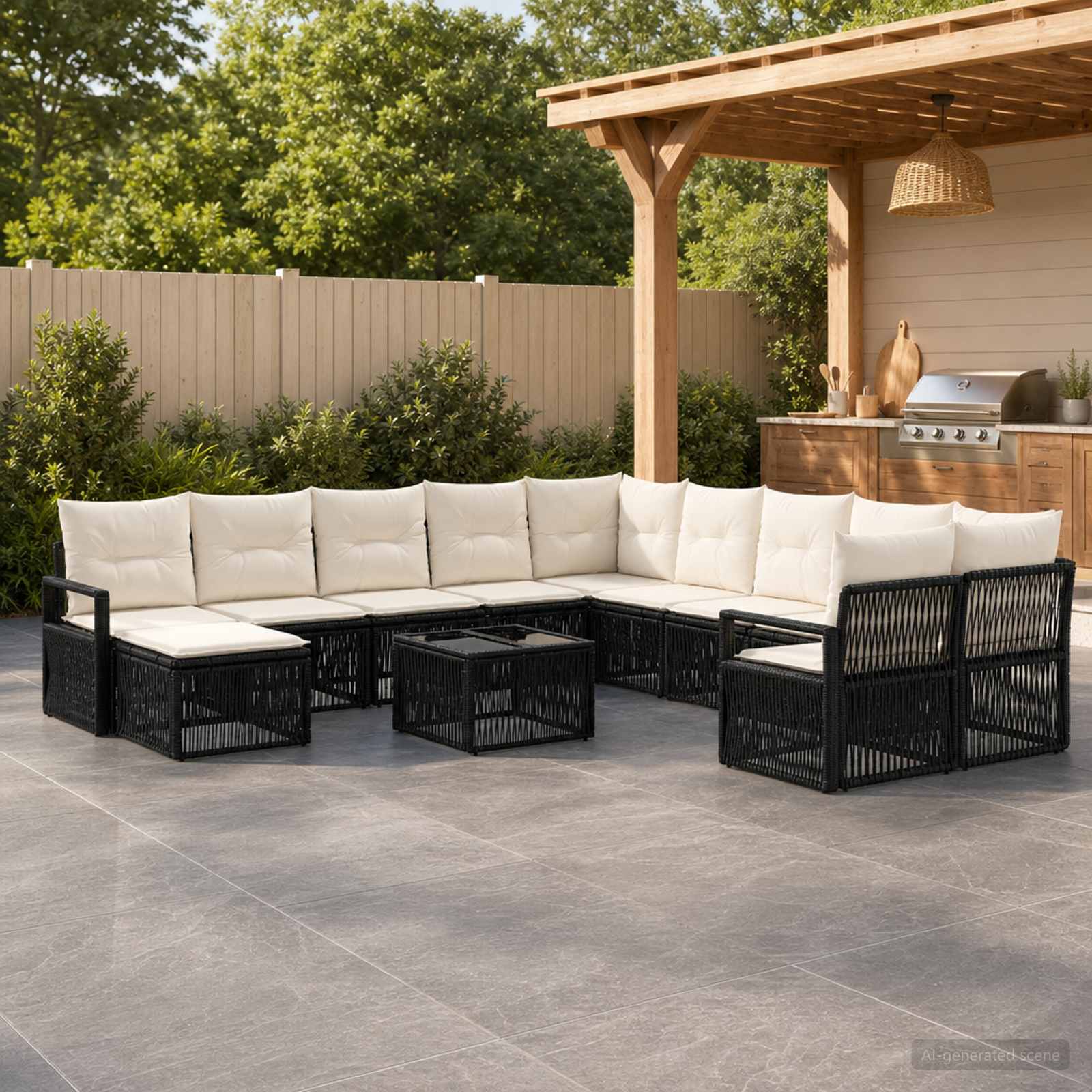 Set Divano da Giardino 12 pcs Nero polyrattan | homemem39