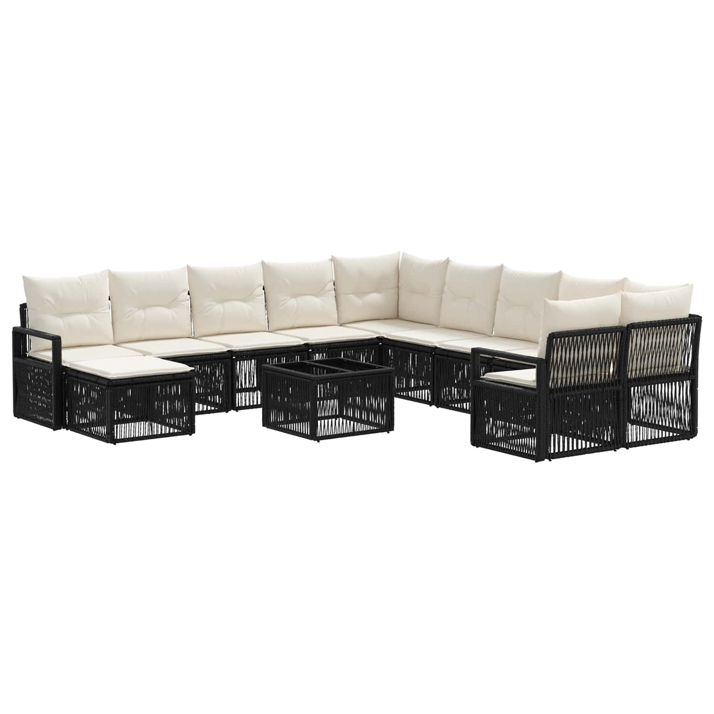 Set Divano da Giardino 12 pcs Nero polyrattan | homemem39