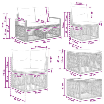 Set Divano da Giardino 12 pcs Nero polyrattan | homemem39