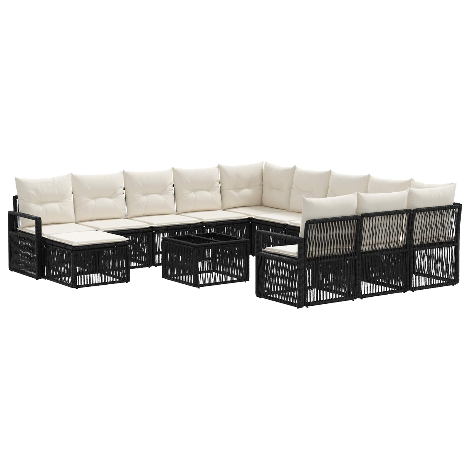 Set Divano da Giardino 13 pcs Nero polyrattan | homemem39