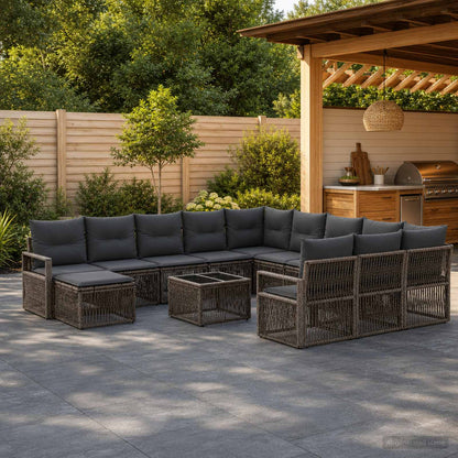 Set Divano da Giardino 13 pcs Grigio polyrattan | homemem39