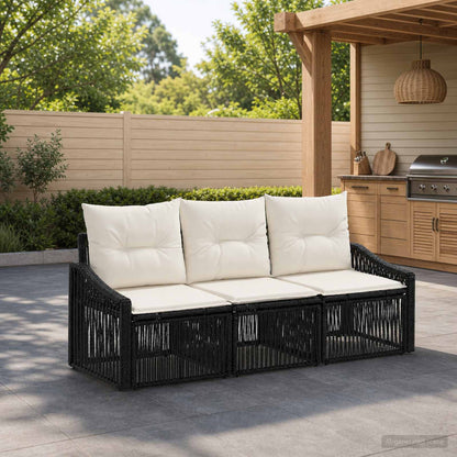 Set Divano da Giardino 3 pz Nero polyrattan | homemem39