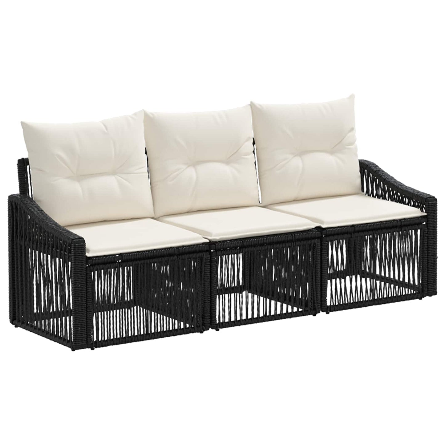 Set Divano da Giardino 3 pcs Nero polyrattan | homemem39
