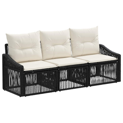 Set Divano da Giardino 3 pcs Nero polyrattan | homemem39